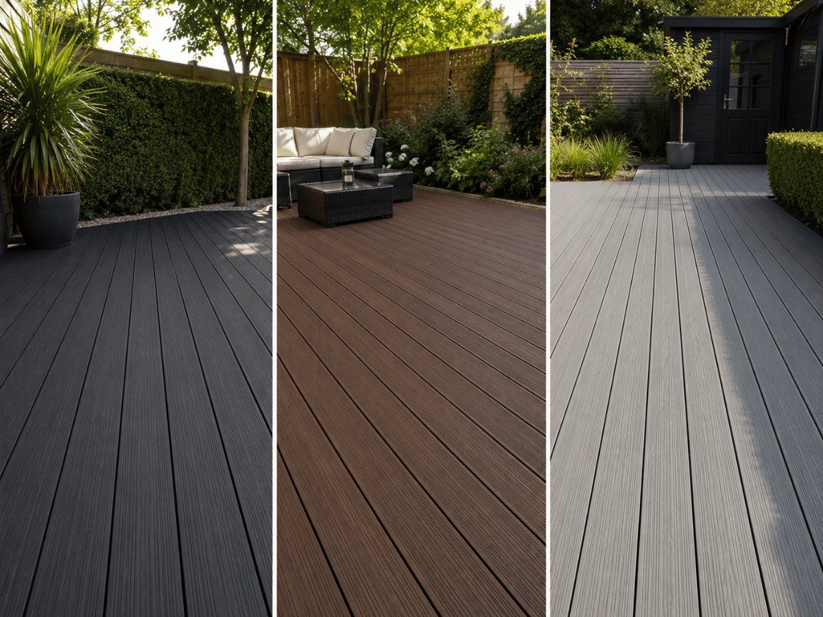 Composite decking in three colours