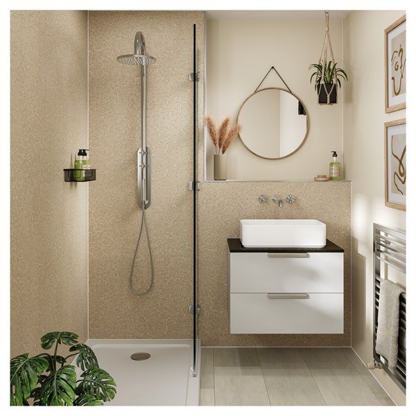 Multipanel terrazzo-effect bathroom wall panels, Contemporary Collection