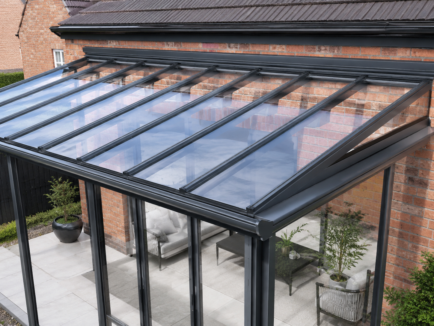 Flat roof extension with a glazed roof lantern
